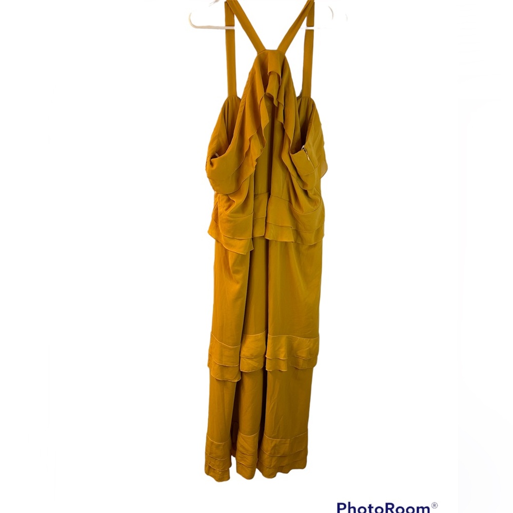 Eloquii Mustard Yellow Ruffle Maxi Dress